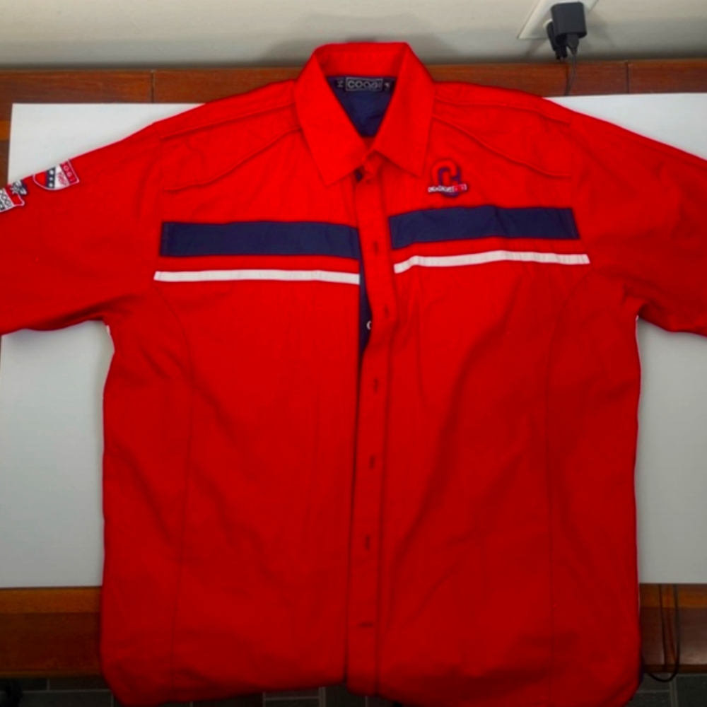 Mens Red Coogi Button Up Shirt